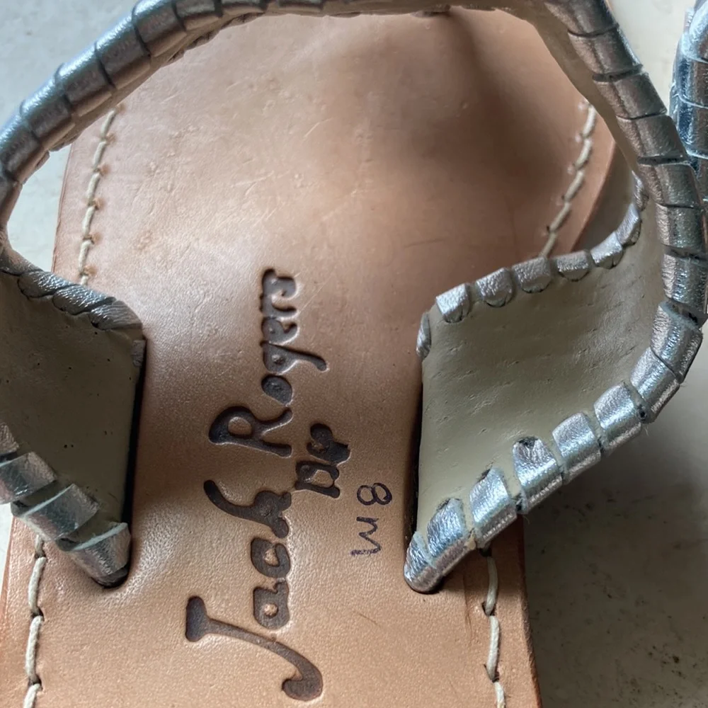 EUC Jack Rogers thong sandals navy and silver size 8 - Picture 5 of 10